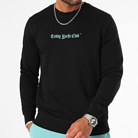 Teddy Yacht Club - Sudadera Art Series Dripping Crewneck Negro Turquesa