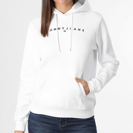 Tommy Jeans - Sudadera de mujer con capucha Regular Linear 7324 Blanco