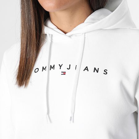 Tommy Jeans - Sudadera de mujer con capucha Regular Linear 7324 Blanco