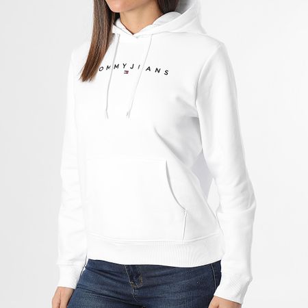 Tommy Jeans - Sudadera de mujer con capucha Regular Linear 7324 Blanco