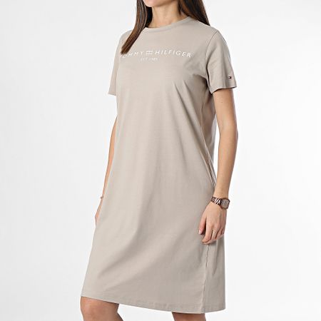 Tommy Hilfiger - Camiseta Mujer Vestido Corp Logo 1013 Beige