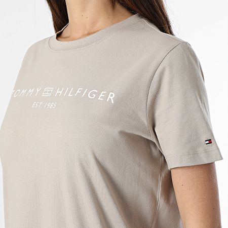 Tommy Hilfiger - Camiseta Mujer Vestido Corp Logo 1013 Beige
