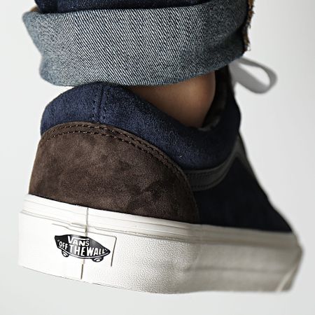 Vans - Zapatillas Old Skool 7NTBF11 Ante Plaid Marrón Azul Marino