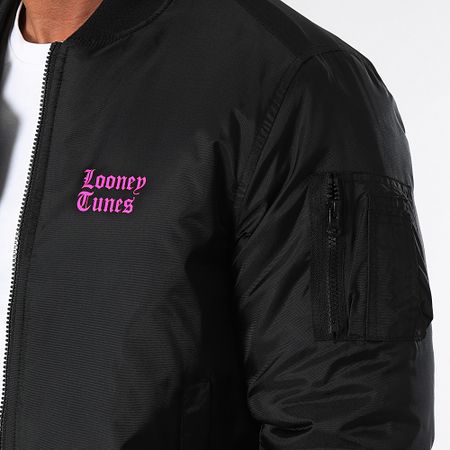 Looney Tunes - Angry Taz Back Bomber Jacket Negro Rosa