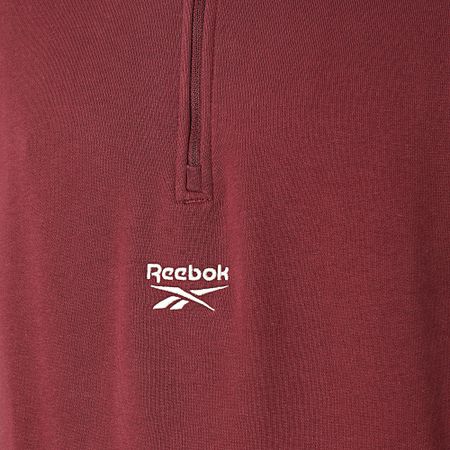 Reebok - Sudadera con cremallera y cuello burdeos
