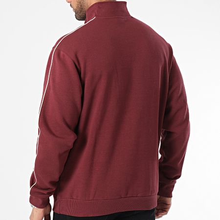Reebok - Sudadera con cremallera y cuello burdeos