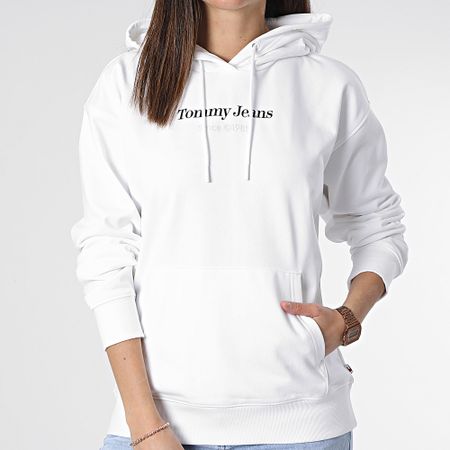 Tommy Jeans - Sudadera con capucha Essential Logo para mujer 7331 Blanco