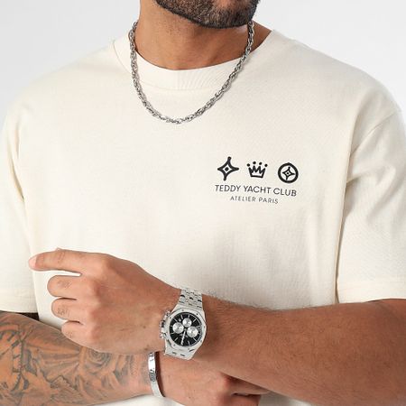Teddy Yacht Club - Camiseta Oversize Large Atelier Paris Beige Negro
