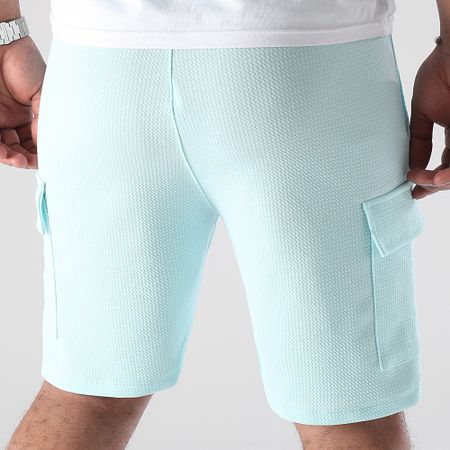 LBO - 0783 Pantalones cortos tipo cargo con textura de gofre Azul turquesa