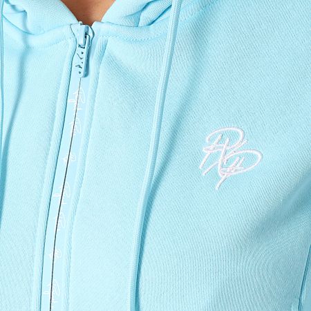 Project X Paris - Sudadera con capucha y cremallera para mujer Crop F243312 Azul claro