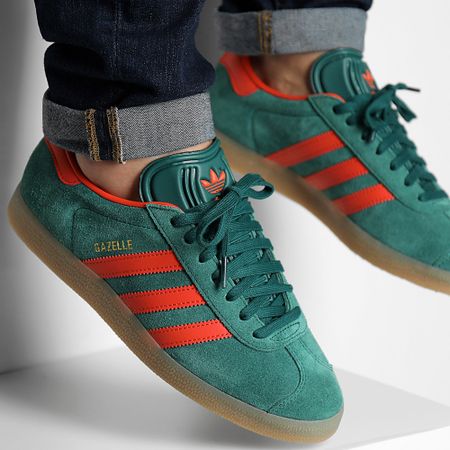 Adidas Originals - Gazelle Zapatillas IG6200 Core Verde Preloved Rojo Goma3