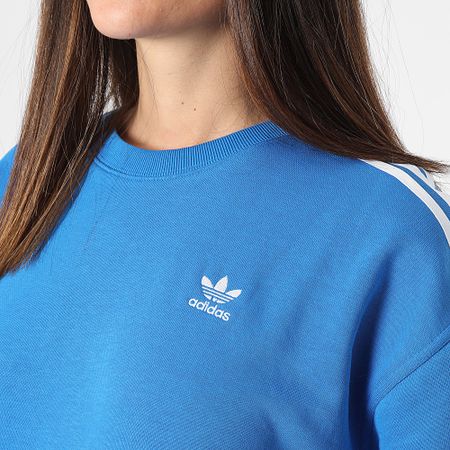 Adidas Originals - Sudadera 3 Rayas Cuello Redondo Mujer IN8488 Azul