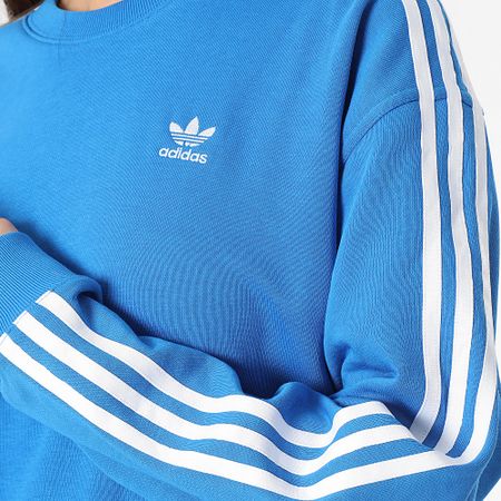 Adidas Originals - Sudadera 3 Rayas Cuello Redondo Mujer IN8488 Azul