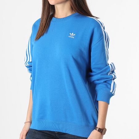 Adidas Originals - Sudadera 3 Rayas Cuello Redondo Mujer IN8488 Azul