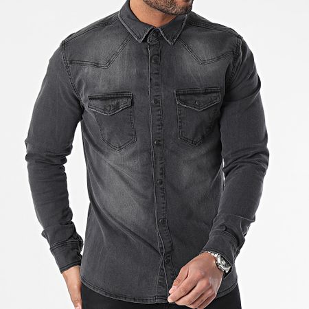 Armita - Camisa vaquera de manga larga JCH908 Gris