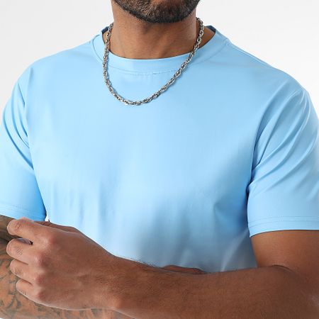 LBO - 0160 Conjunto de camiseta y pantalón corto azul claro y blanco