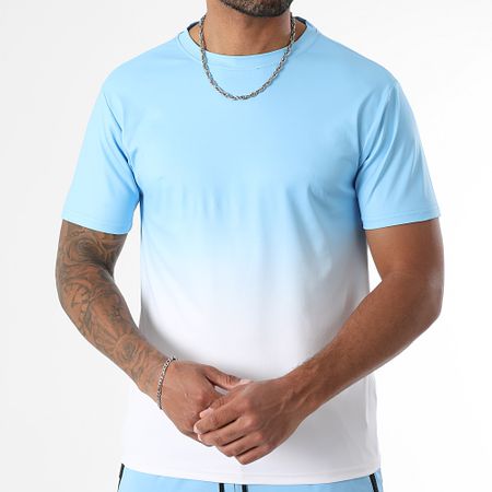 LBO - 0160 Conjunto de camiseta y pantalón corto azul claro y blanco