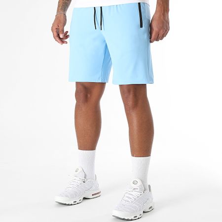 LBO - 0160 Conjunto de camiseta y pantalón corto azul claro y blanco