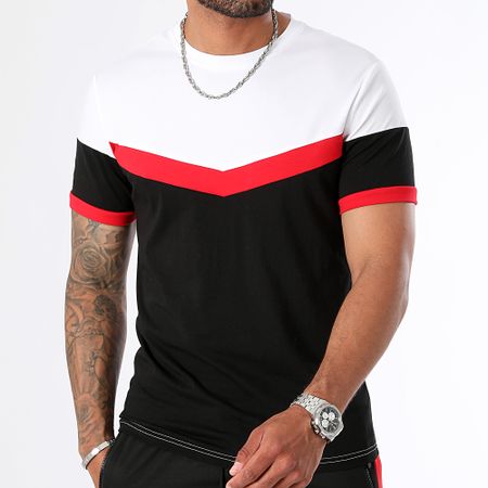 LBO - 0156 Negro Blanco Rojo Camiseta Y Pantalones Cortos Conjunto