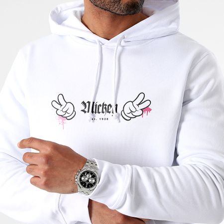 Mickey - Sudadera con capucha Mickey Front Hand Madrid Blanca
