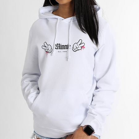 Minnie - Sudadera con capucha Mujer Minnie Mano Delantera Madrid Blanco