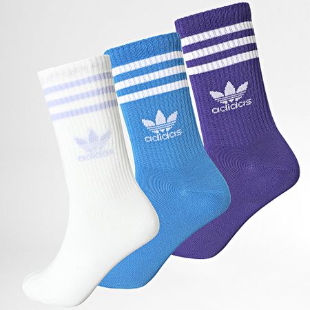 Adidas Originals - 3 Pares De Calcetines IU2659 Blanco Azul Real Morado
