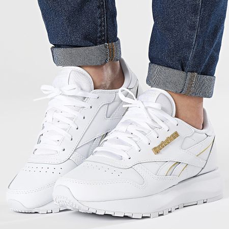 Reebok - Zapatillas Mujer Classic Piel SP 4547 Calzado Blanco Oro