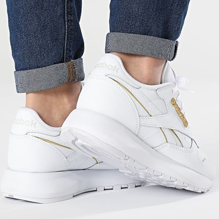 Reebok - Zapatillas Mujer Classic Piel SP 4547 Calzado Blanco Oro