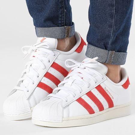Adidas Originals - Zapatillas Mujer Superstar IG5958 Calzado Blanco Rojo Brillante Wonder Clay