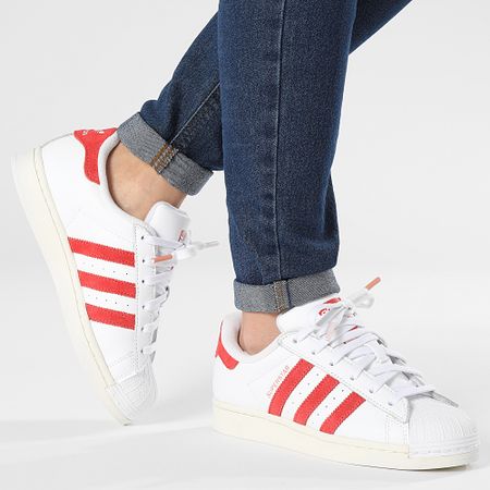 Adidas Originals - Zapatillas Mujer Superstar IG5958 Calzado Blanco Rojo Brillante Wonder Clay