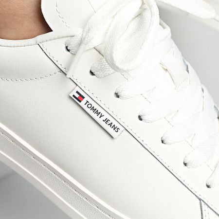 Tommy Jeans - Zapatillas de cuero con suela baja 1374 Crudo