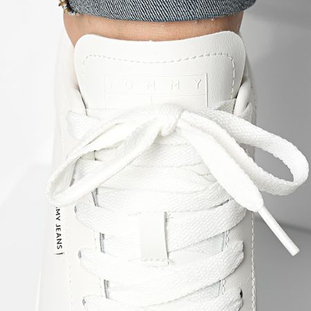 Tommy Jeans - Zapatillas de cuero con suela baja 1374 Crudo