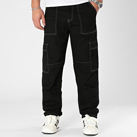 2Y Premium - Pantalón cargo vaquero negro regular fit