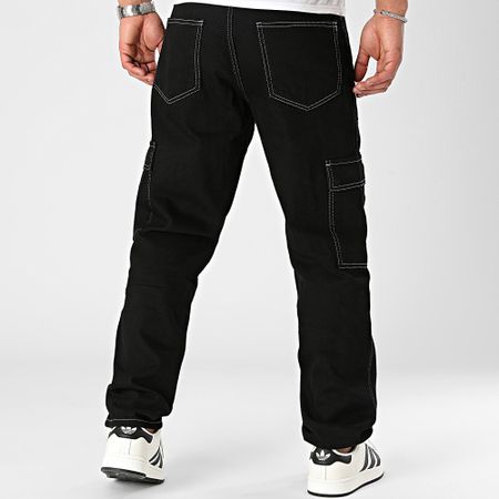 2Y Premium - Pantalón cargo vaquero negro regular fit