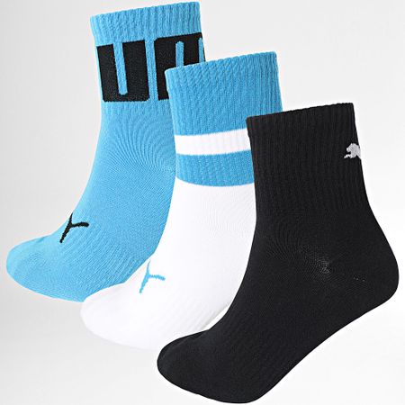 Puma - Lote de 3 pares de calcetines cortos 701225882 Azul Blanco Negro