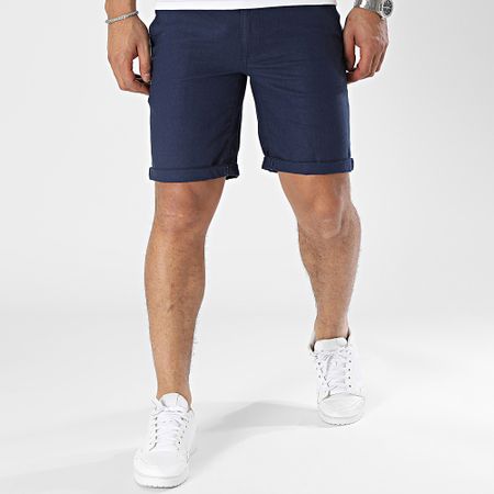 Blend - Pantalones cortos chinos de lino 20715214 Azul marino