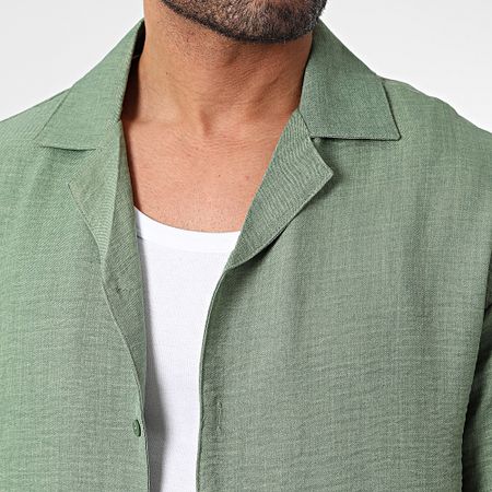 Frilivin - Conjunto de camisa de manga corta y pantalón corto verde caqui