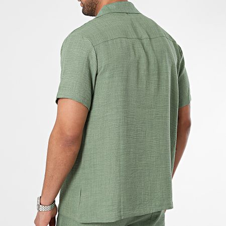 Frilivin - Conjunto de camisa de manga corta y pantalón corto verde caqui