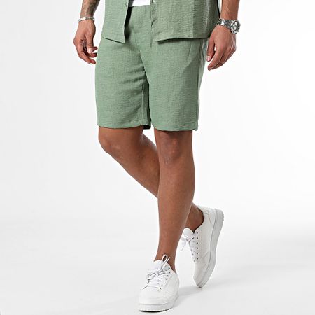Frilivin - Conjunto de camisa de manga corta y pantalón corto verde caqui