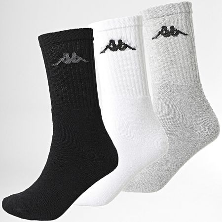 Kappa - Lote de 3 pares de calcetines 93300104 Negro Blanco Gris