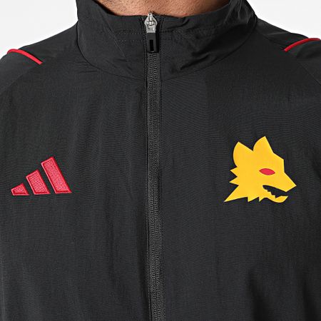 Adidas Performance - AS Roma IR0281 Chaqueta negra a rayas con cremallera