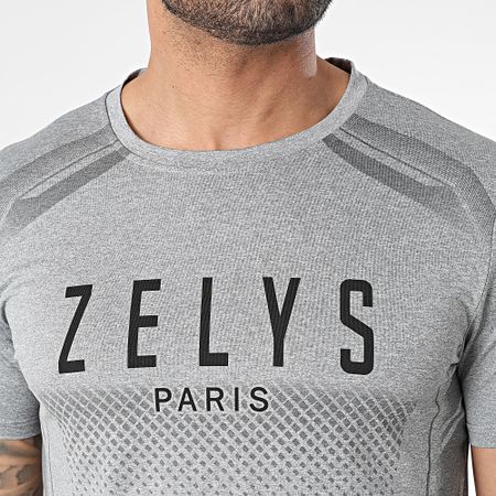 Zelys Paris - Conjunto de camiseta y pantalón corto jogging gris jaspeado negro