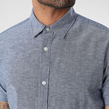 Jack And Jones - Camisa de manga corta de lino azul