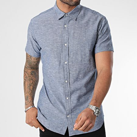 Jack And Jones - Camisa de manga corta de lino azul