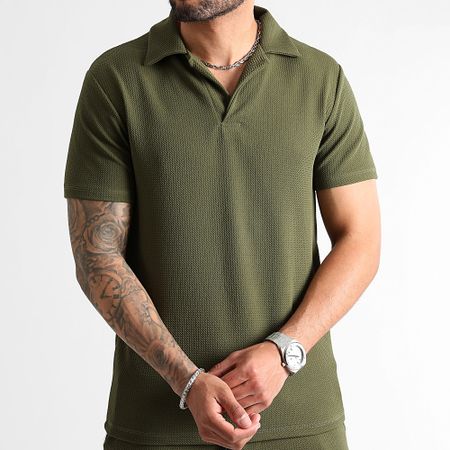 LBO - Conjunto de polo texturizado y pantalón corto 1097 verde caqui
