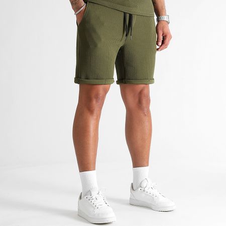LBO - Conjunto de polo texturizado y pantalón corto 1097 verde caqui