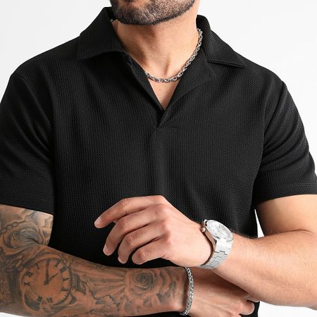 LBO - Conjunto de polo y jogging Waffle 1098 negro texturizado