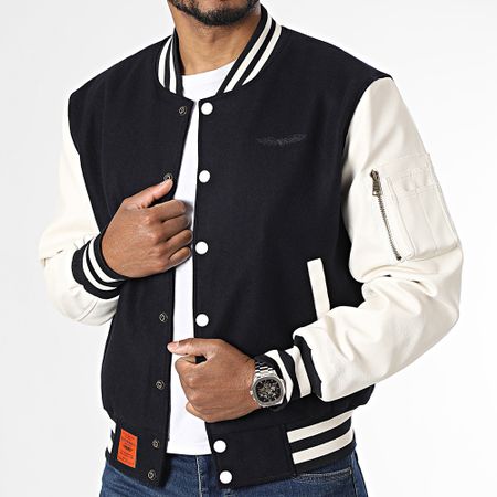 Bombers Original - LETTERMAN Chaqueta Bomber Azul Marino Beige