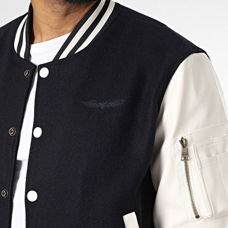 Bombers Original - LETTERMAN Chaqueta Bomber Azul Marino Beige