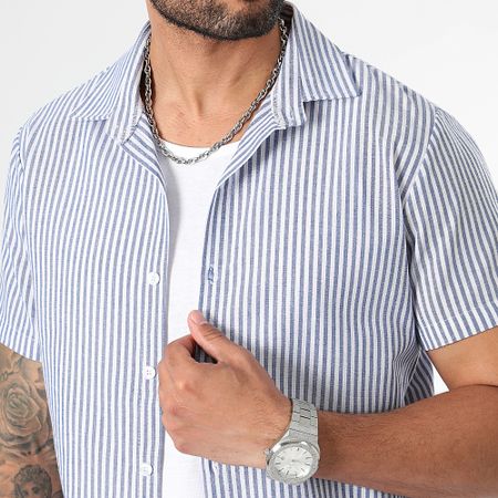 LBO - Camisa Manga Corta Rayas Finas 1101 Azul Claro Blanco
